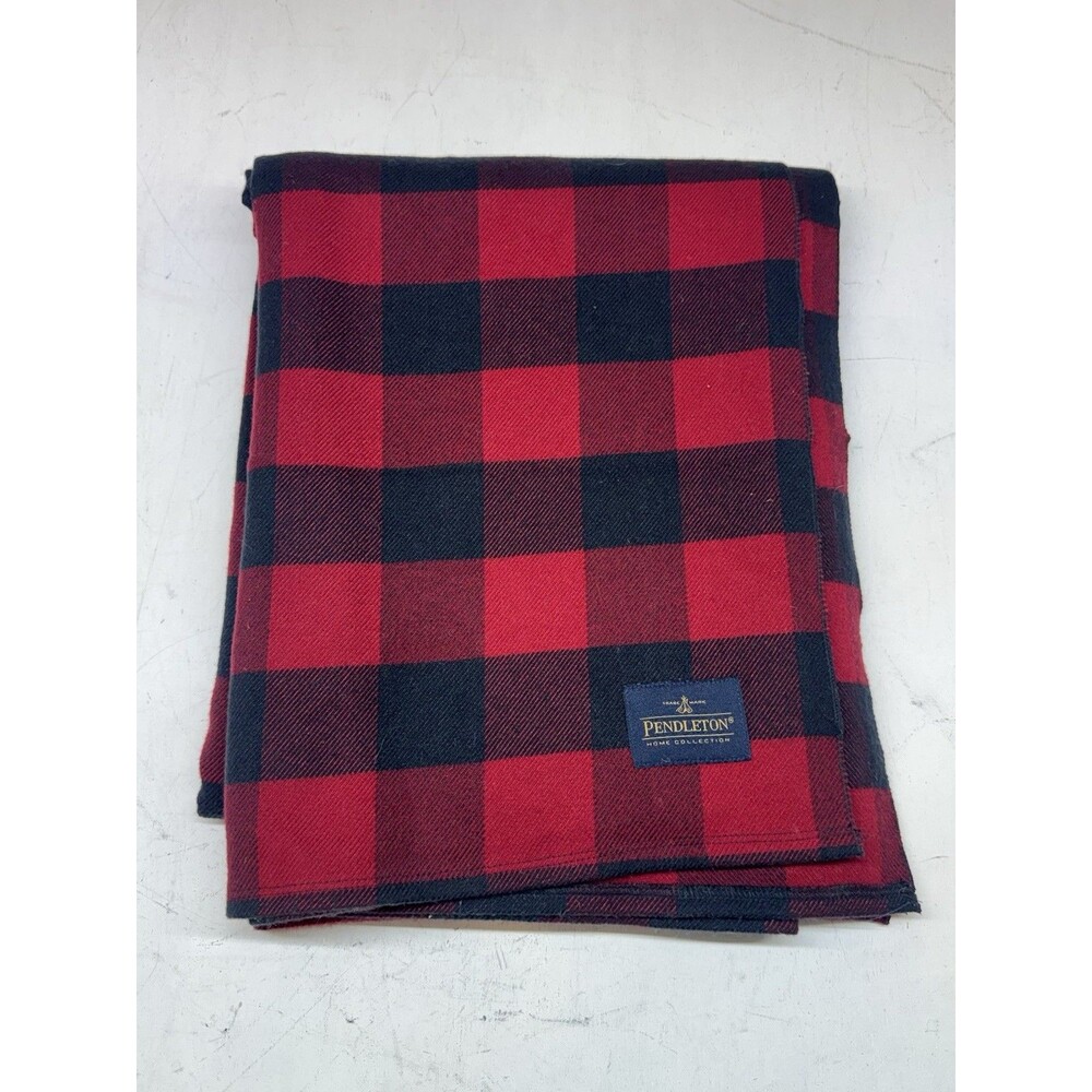 Pendleton Home Collection Buffalo Plaid Check Throw Blanket Red Black 51x69
